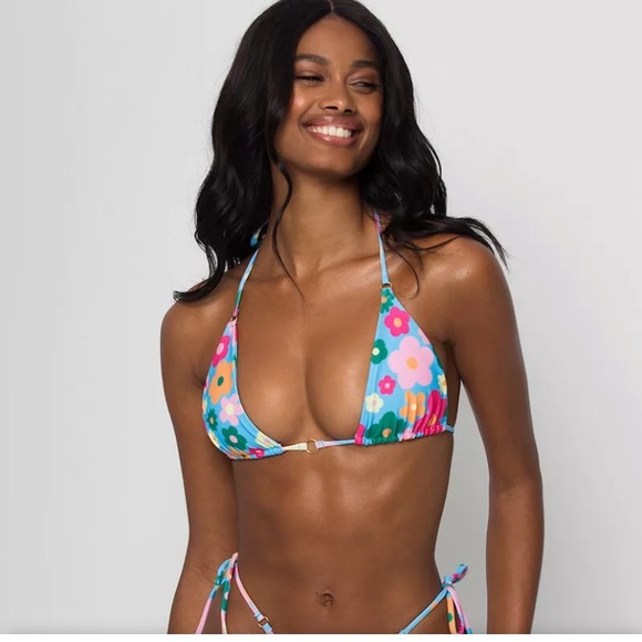 Khassani Swimwear Daisy Print Bikini Top - Picture 1 of 3